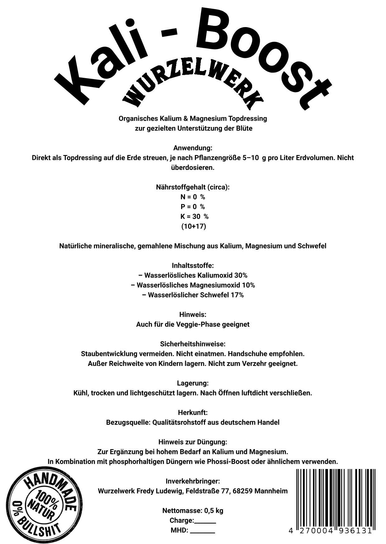Wurzelwerk Kali-Boost – Kalium-Magnesium-Topdressing