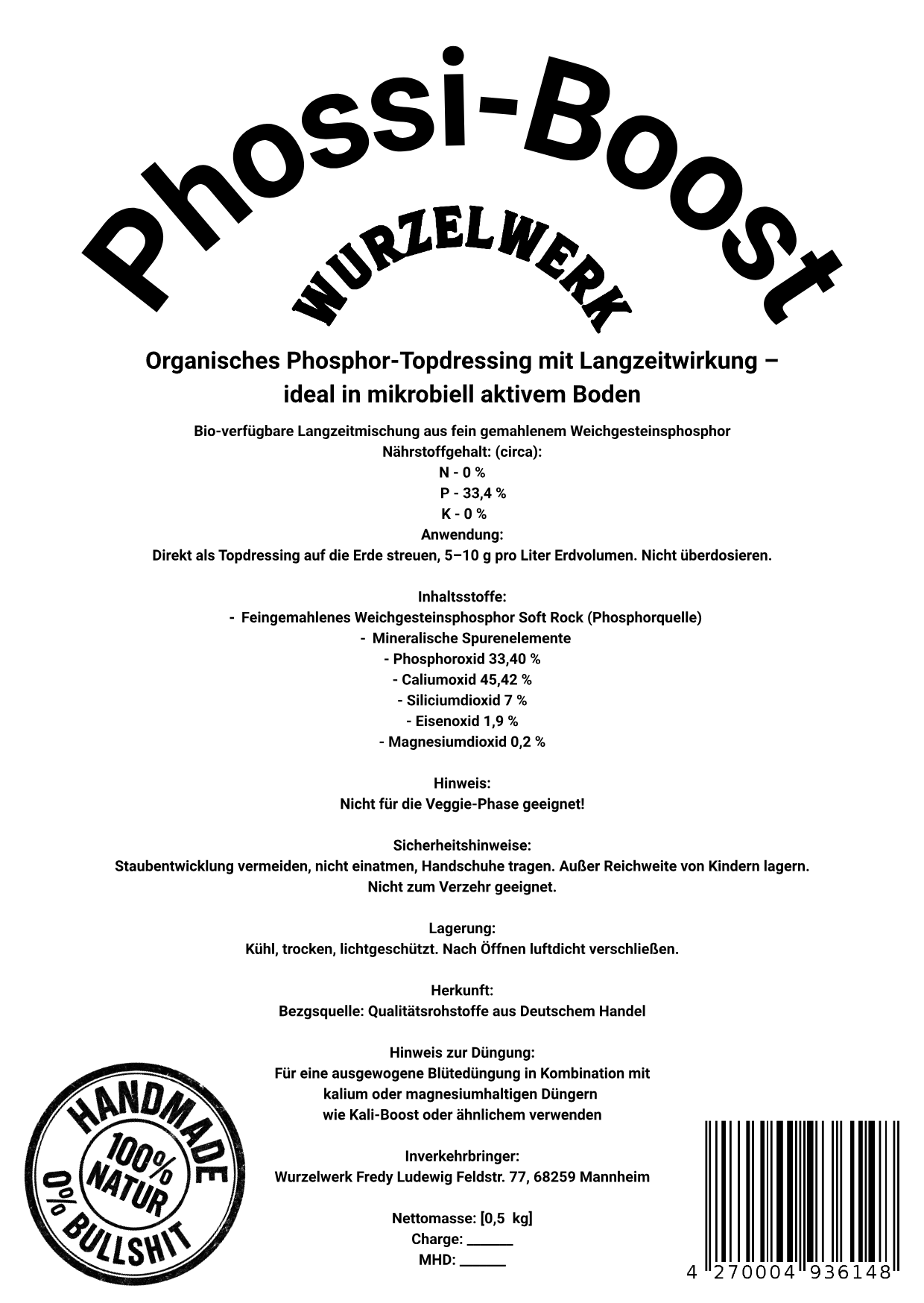 Wurzelwerk Phossi-Boost fein gemahlenes Phosphor Topdressing für Living Soil