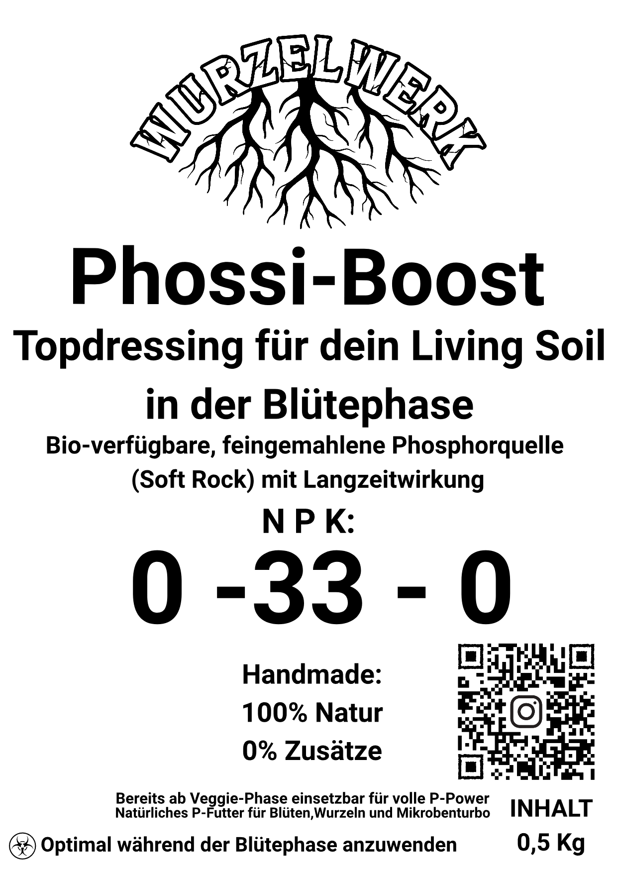 Wurzelwerk Phossi-Boost fein gemahlenes Phosphor Topdressing für Living Soil